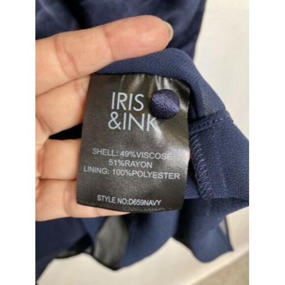 Iris & Ink Womens Sleeveless Twisted Knot At Waist Dress Navy Blue Size10 - Picture 11 of 12